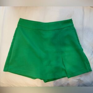 Women's Green Pleated Skort Shorts